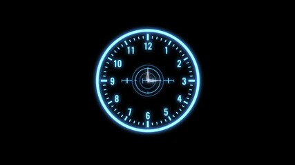 Animated HUD object in shape of watch with several geometrical shapes animated trough time and space. - Powered by Adobe
