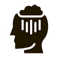 Rainy Cloud Cloudburst Silhouette Headache glyph icon . Tension And Cluster Headache, Migraine And Stress Symptom Pictogram. Healthcare Monochrome Illustration