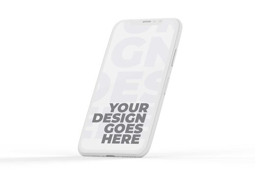 White Smartphone Mockup with Realistic Buttons on White Background