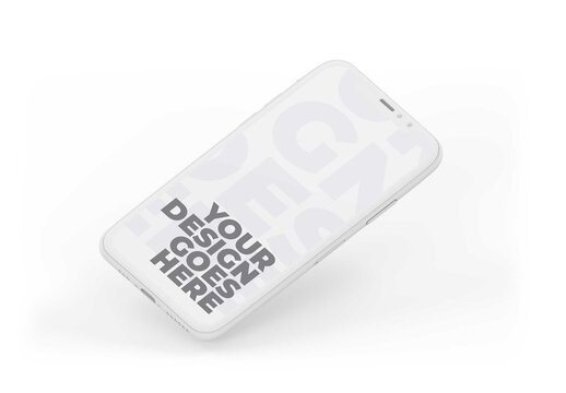 White Clay Smartphone Mockup Isolated With Perspective View