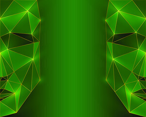 Polygonal abstract green face on a green background. Low poly design. Creative geometric vector illustration. 