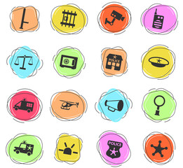 police department icon set