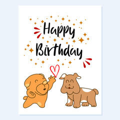 cute birthday card with dog love vector