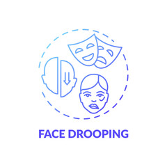 Face drooping blue gradient concept icon. Facial weakness. Problem from disorder. Neurology diagnosis. Brain health idea thin line illustration. Vector isolated outline RGB color drawing