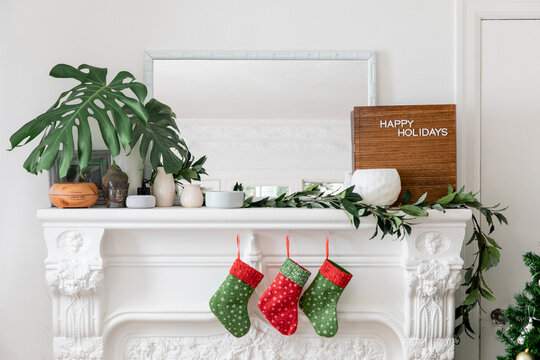 Happy Holidays Sign on Hearth - Powered by Adobe