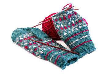 Scandinavian inspired knitted stranded colorwork used in making mittens.