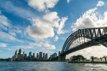 Sydney harbor bridge with CBD downtown skyline, in the afternoon, Sydney, New South Wales, Australia