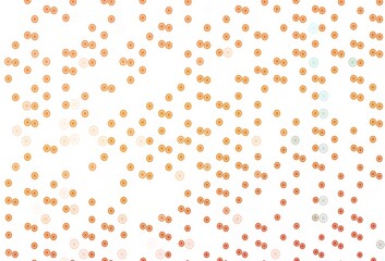 Light Orange vector layout with bright snowflakes.