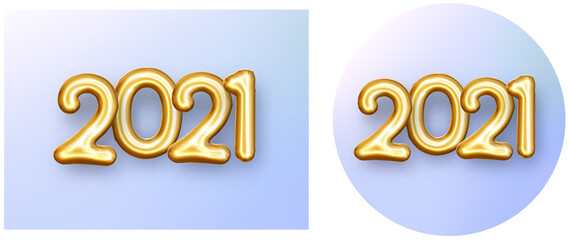 Obraz premium Set of round and square buttons with 2021 sign.