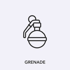 grenade icon vector. Linear style sign for mobile concept and web design. grenade symbol illustration. Pixel vector graphics - Vector.	