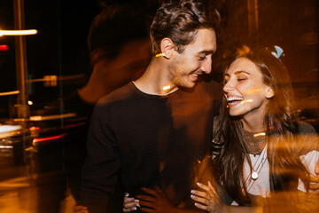 A couple having fun in the street