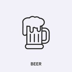 beer icon vector. Linear style sign for mobile concept and web design. beer symbol illustration. Pixel vector graphics - Vector.	