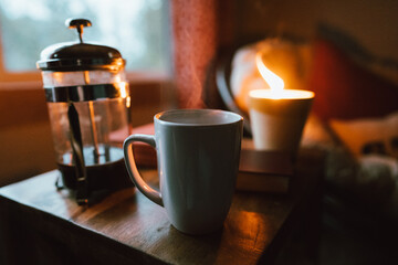 French Press and Coffee Mug