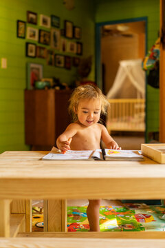 A toddler drawing