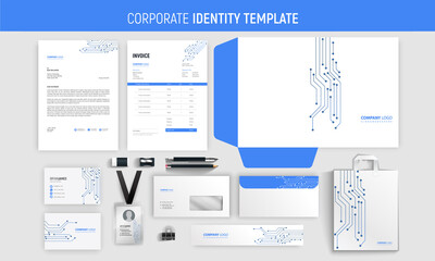 Fototapeta na wymiar Techno business stationery template