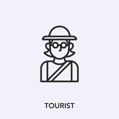 tourist icon vector. Linear style sign for mobile concept and web design. tourist symbol illustration. Pixel vector graphics - Vector.	