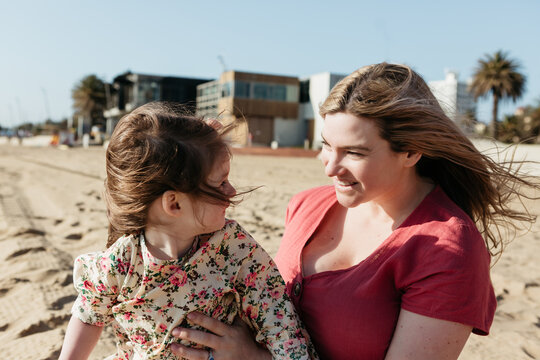 Mother daughter beach time