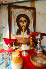 On the altar of the Orthodox Church is placed the liturgical bread 