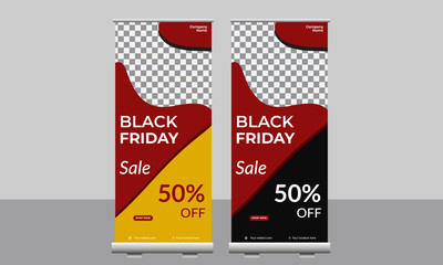 Banner roll-up design, business concept. Graphic template roll-up, banner for seminar, layout for placement of photos