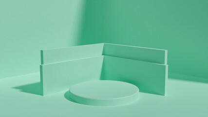 3D rendering minimal background, geometrical scene with podium for product display.
