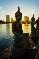 Buddha statues in Gangarama Seemamalaka temple Colombo, Sri Lanka