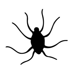 Spider silhouette in doodle style.  Halloween.  Vector illustration.