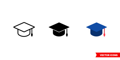 Online school e-learning icon of 3 types color, black and white, outline. Isolated vector sign symbol.