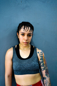 Portrait Of Beautiful Underground Girl With Tattoos.