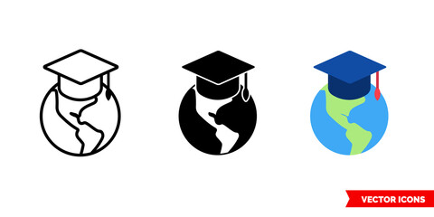 Online school e-learning icon of 3 types color, black and white, outline. Isolated vector sign symbol.