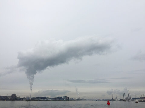 chimneys with smoke