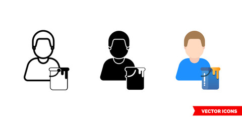 Painter craftsman icon of 3 types color, black and white, outline. Isolated vector sign symbol.
