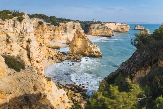 Rocky coast with cliffs and sea stacks