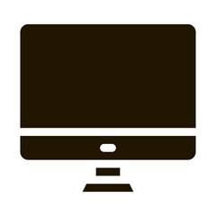 Graph On Computer Monitor Financial glyph icon . Money Dollar Sign On Smartphone Display And Magnifier, Web Site Financial Pictogram. Monochrome Illustration