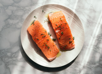 Raw salmon fillet