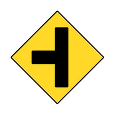  Crossroad warning sign 
On a white background.