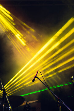 Microphone on stage with lights