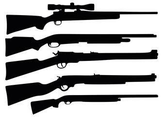 Hunting rifle and shotgun in the kit. - obrazy, fototapety, plakaty