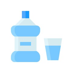 bath room or toilet related water bottle with glass vector in flat style,
