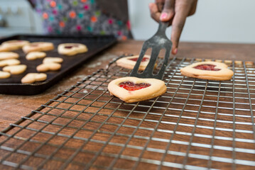 Valentine's Day heart-shaped cookie on a rack