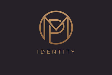 Abstract initial letter M and P logo,usable for branding and business logos, Flat Logo Design Template, vector illustration