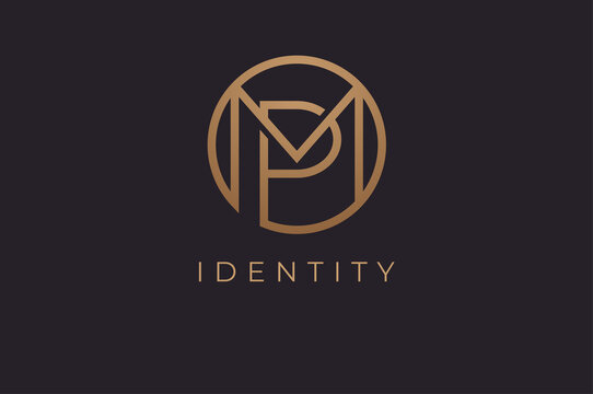Abstract initial letter M and P logo,usable for branding and business logos, Flat Logo Design Template, vector illustration