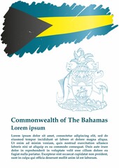 Flag of the Bahamas, Commonwealth of The Bahamas. Template for award design, an official document with the flag of the Bahamas. Bright, colorful vector illustration.