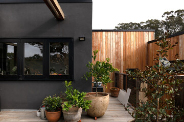 Elevated courtyard with materials from re-cylcling