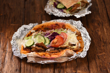 Turkish doner pizza in Germany, popular fast food.