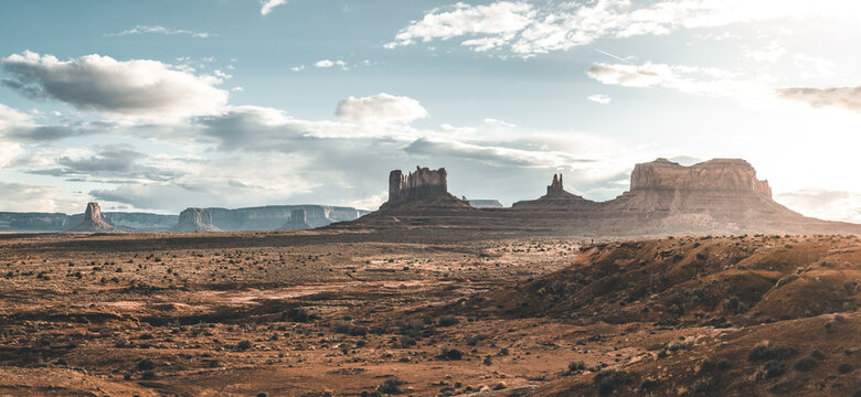 panorama shot of monument valley