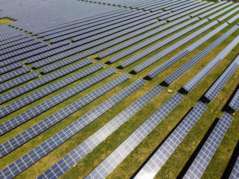 Solar farm drone shot