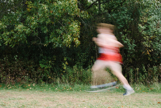 Blurry cross country runner