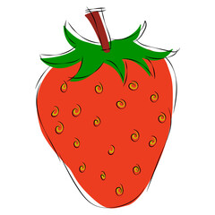 Obraz premium Strawberry drawn simple illustration.