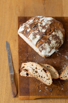 Sliced spelt sourdough bread
