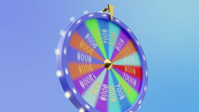 3d animation rotating colorful wheel of luck or fortune. Roulette fortune spinning wheels, casino wheel. Colorful Wheel fortune with alpha channel. 3840x2160 4K animation